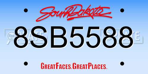 8SB5588 South Dakota License Plate
