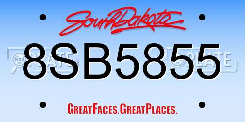 8SB5855 South Dakota License Plate