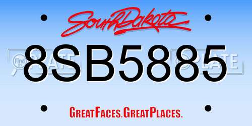 8SB5885 South Dakota License Plate
