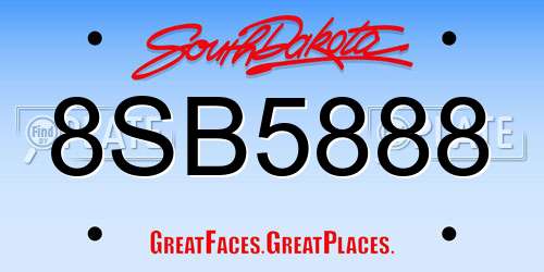 8SB5888 South Dakota License Plate