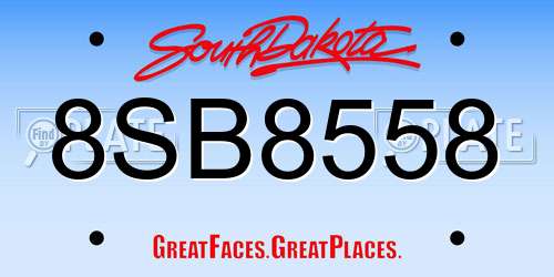 8SB8558 South Dakota License Plate