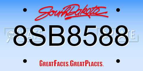 8SB8588 South Dakota License Plate