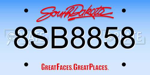 8SB8858 South Dakota License Plate