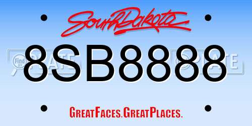8SB8888 South Dakota License Plate