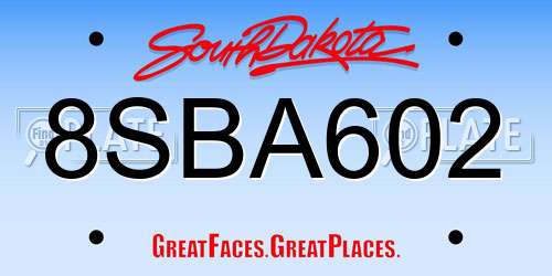 8SBA602 South Dakota License Plate