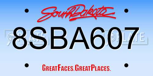 8SBA607 South Dakota License Plate