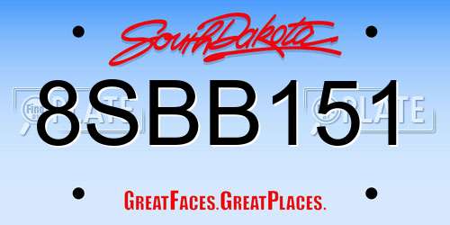 8SBB151 South Dakota License Plate