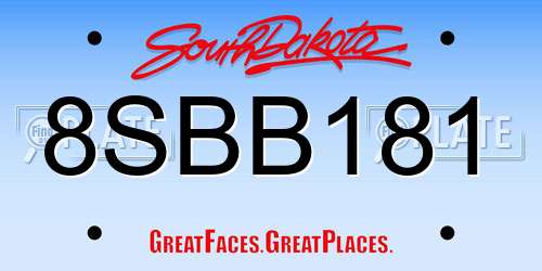8SBB181 South Dakota License Plate