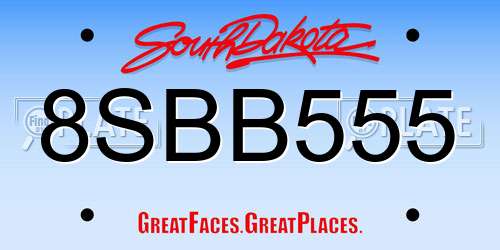 8SBB555 South Dakota License Plate