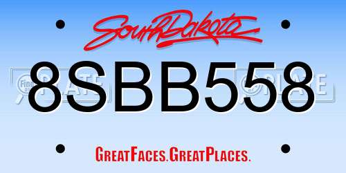 8SBB558 South Dakota License Plate