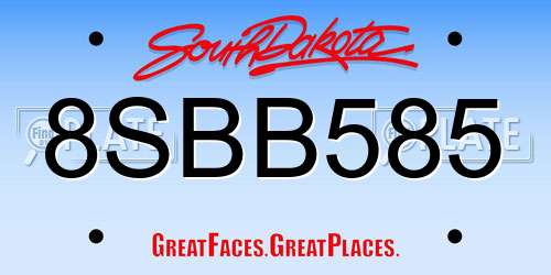 8SBB585 South Dakota License Plate