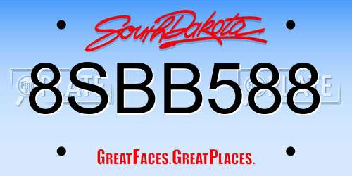 8SBB588 South Dakota License Plate