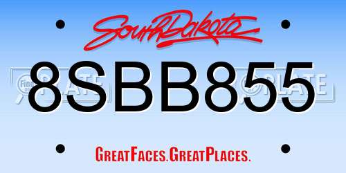 8SBB855 South Dakota License Plate
