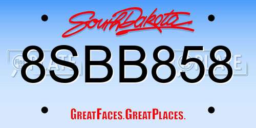 8SBB858 South Dakota License Plate