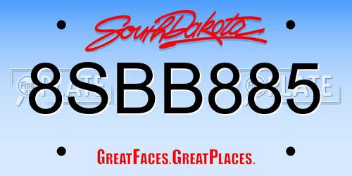 8SBB885 South Dakota License Plate