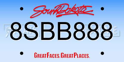 8SBB888 South Dakota License Plate