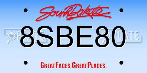 8SBE80 South Dakota License Plate
