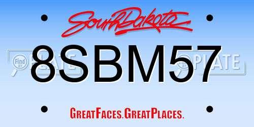 8SBM57 South Dakota License Plate