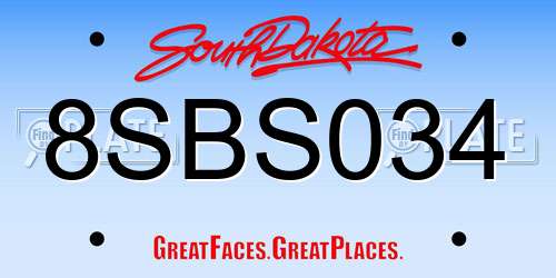8SBS034 South Dakota License Plate