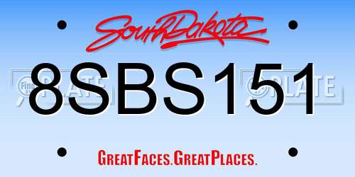 8SBS151 South Dakota License Plate