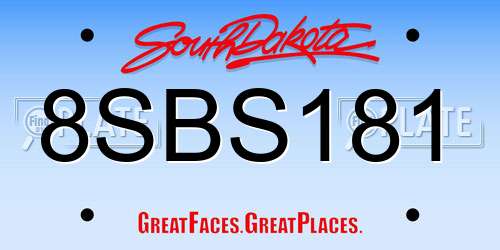 8SBS181 South Dakota License Plate