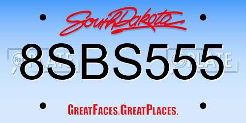 8SBS555 South Dakota License Plate