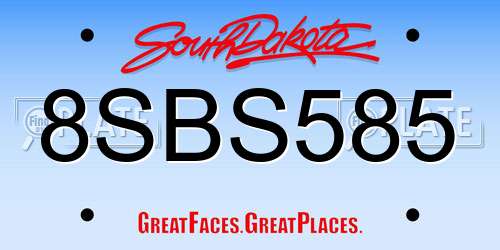 8SBS585 South Dakota License Plate