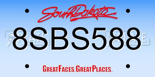 8SBS588 South Dakota License Plate