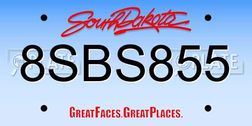 8SBS855 South Dakota License Plate