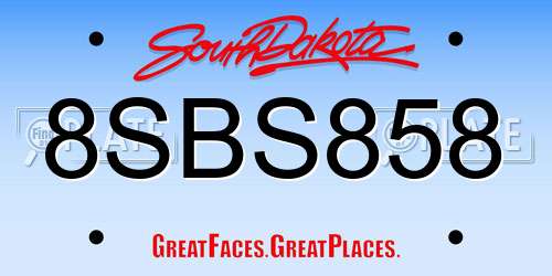 8SBS858 South Dakota License Plate