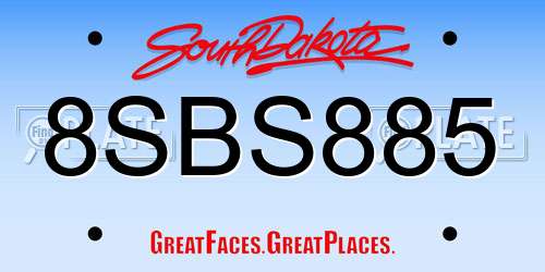 8SBS885 South Dakota License Plate
