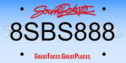 8SBS888 South Dakota License Plate