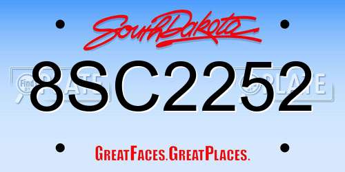 8SC2252 South Dakota License Plate