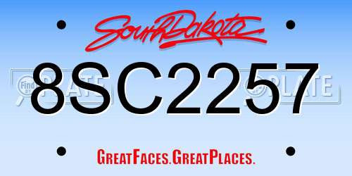 8SC2257 South Dakota License Plate
