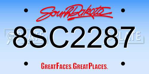 8SC2287 South Dakota License Plate