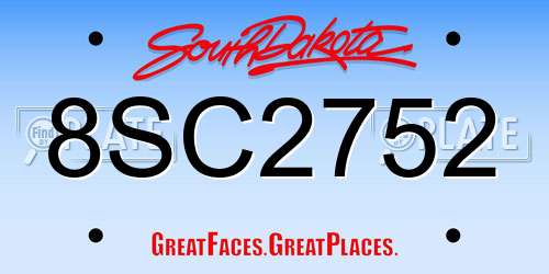 8SC2752 South Dakota License Plate
