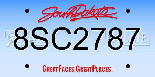 8SC2787 South Dakota License Plate