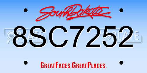 8SC7252 South Dakota License Plate