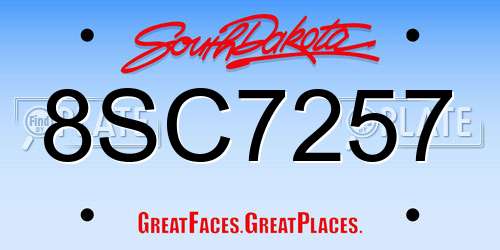 8SC7257 South Dakota License Plate