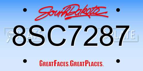 8SC7287 South Dakota License Plate