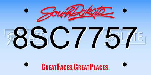 8SC7757 South Dakota License Plate