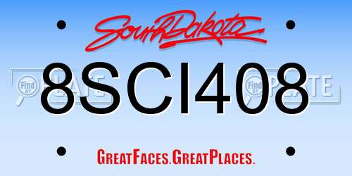 8SCI408 South Dakota License Plate