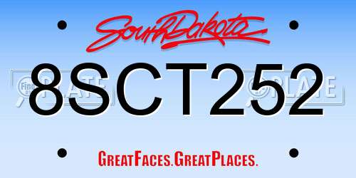 8SCT252 South Dakota License Plate
