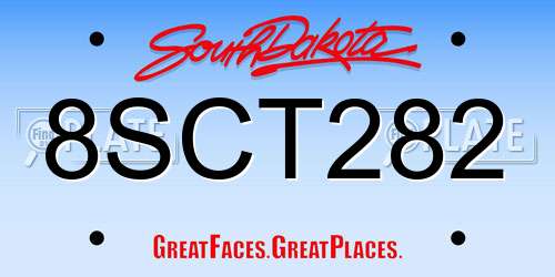 8SCT282 South Dakota License Plate