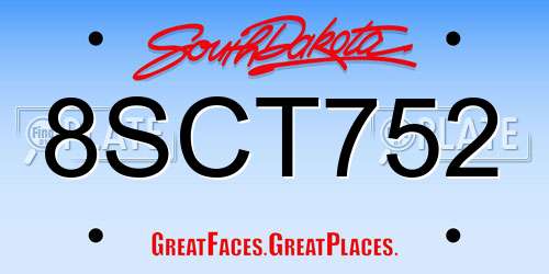 8SCT752 South Dakota License Plate