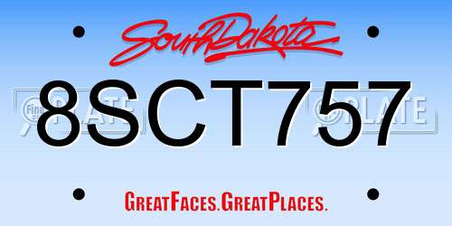 8SCT757 South Dakota License Plate