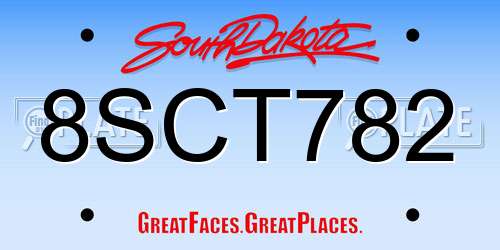 8SCT782 South Dakota License Plate