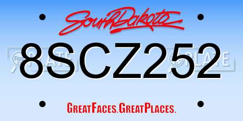 8SCZ252 South Dakota License Plate