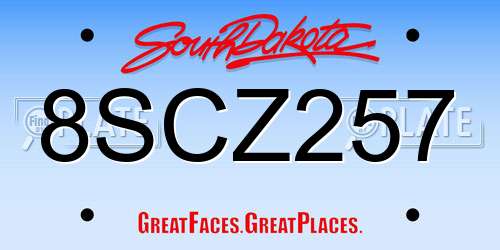8SCZ257 South Dakota License Plate