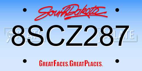 8SCZ287 South Dakota License Plate